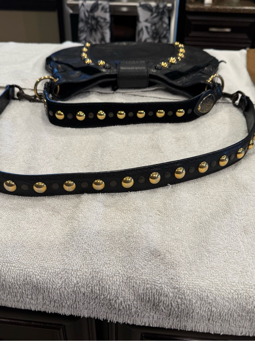 Gucci Black Fringe Large Babouska Bag with Gold Studs - Picture 8 of 11